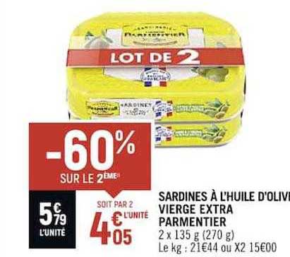 sardines à l'huile d'olivier vierge extra parmentier