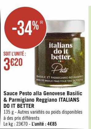 sauce pesto alla genovese basilic & parmigiano reggiano italians do it better