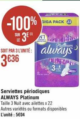 serviettes périodiques always platinum