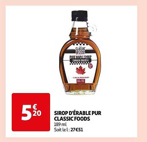sirop d'érable pur classic foods