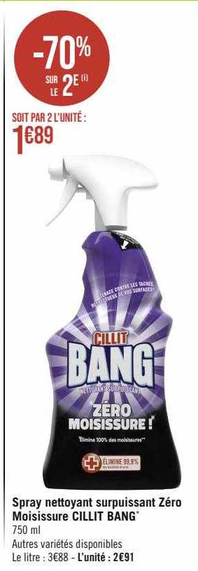 spray nettoyant surpuissant zéro moisissure cillit bang