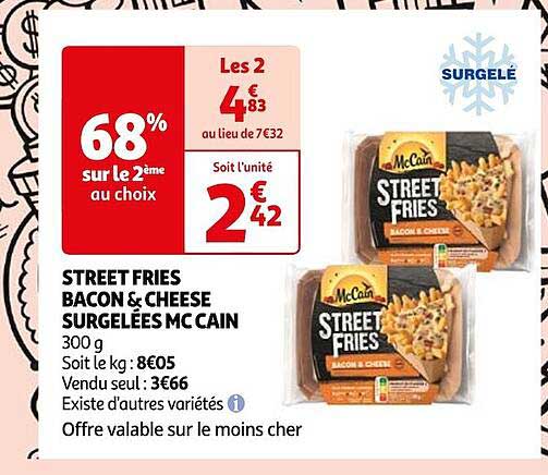 street fries bacon & cheese surgelées mc cain