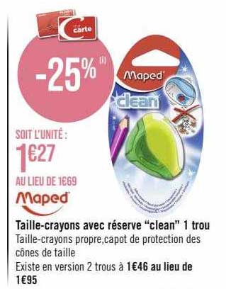 taille-crayons avec réserve "clean" 1 trou maped