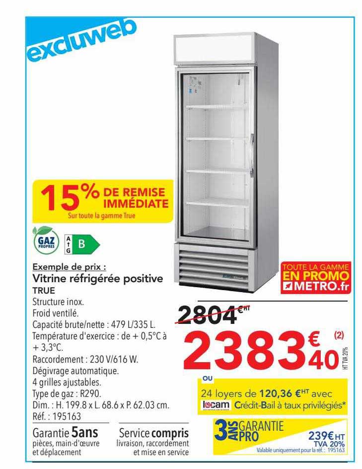 Vitrine Réfrigérée Positive True