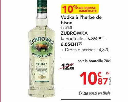 vodka à l'herbe de bison zubrowka