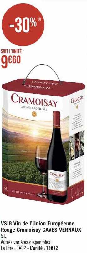 vsig vin de l'union européenne rouge cramoisay caves vernaux