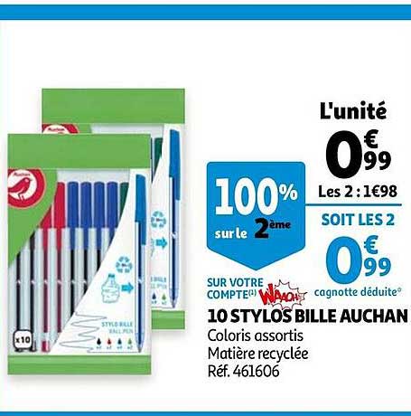 10 Stylos Bille Auchan