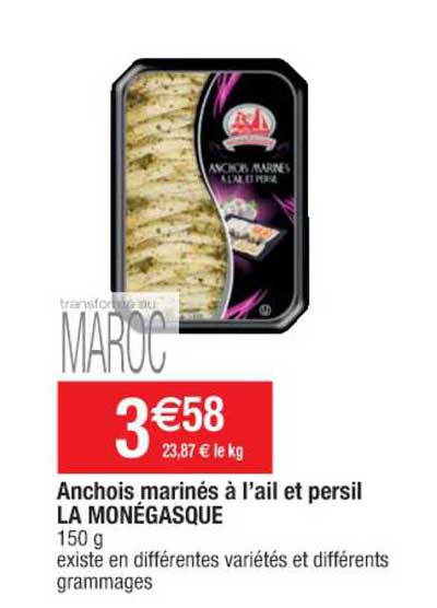 anchois marinés à l'ail et persil la monégasque