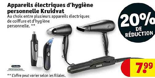 appareils électriques d'hygiène personnelle kruidvat 20% de réduction