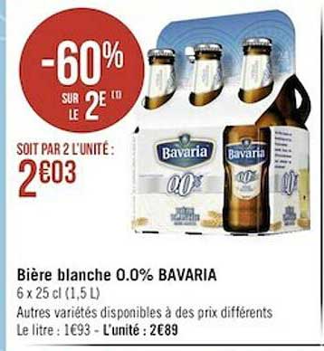 bière blanche 0.0% bavaria -60% sur le 2e