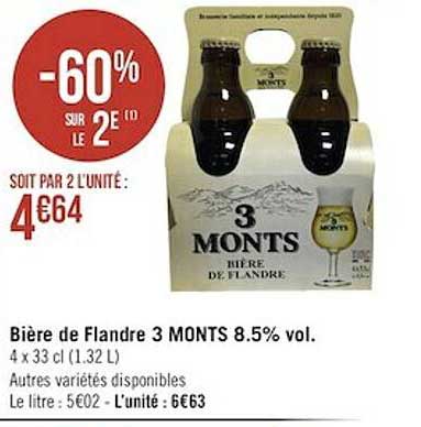 bière de flandre 3 monts 8.5% vol. -60% sur le 2e