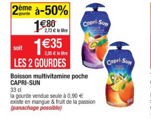 Boisson Multivitamine Poche Capri-sun 2ème Gourde à -50%