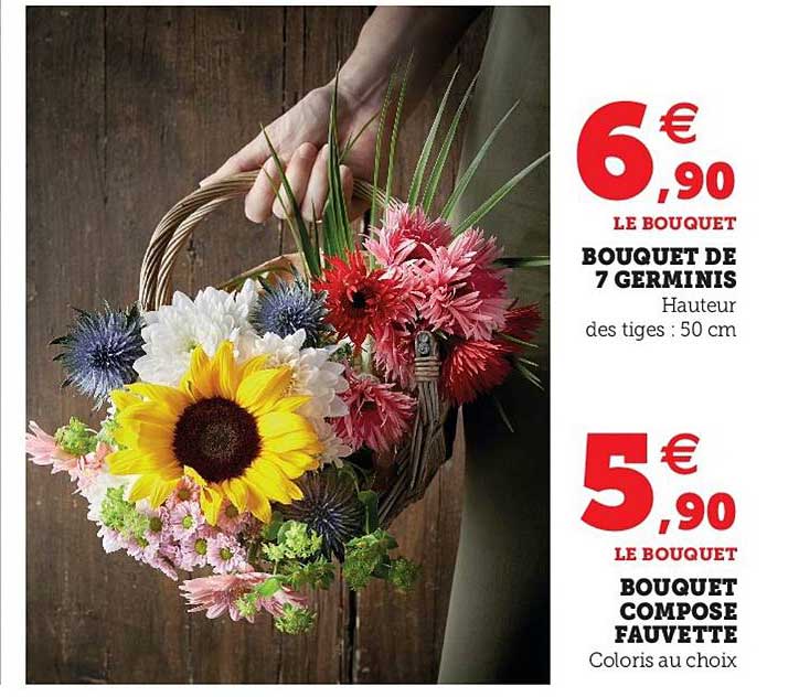 boquet de 7 germinis bouquet compose fauvette