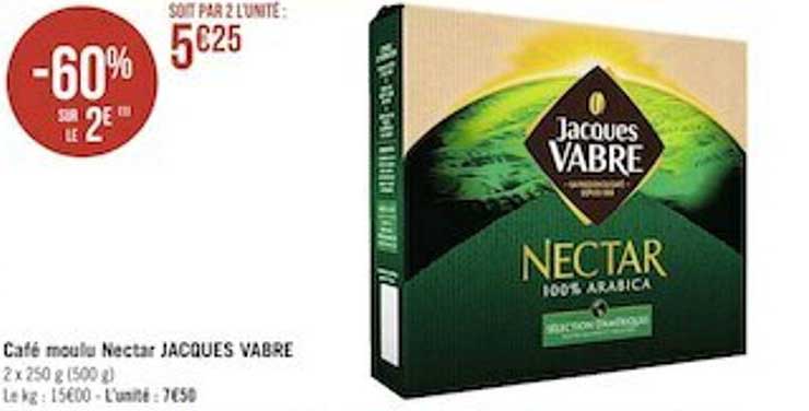 café moulu nectar jacques vabre -60% sur le 2e