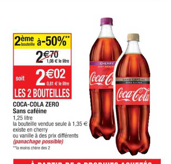 coca-cola zero sans caféine 2ème bouteille à -50%