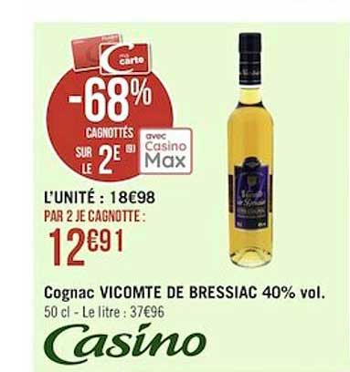 cognac vicomte de bressiac 40% vol.