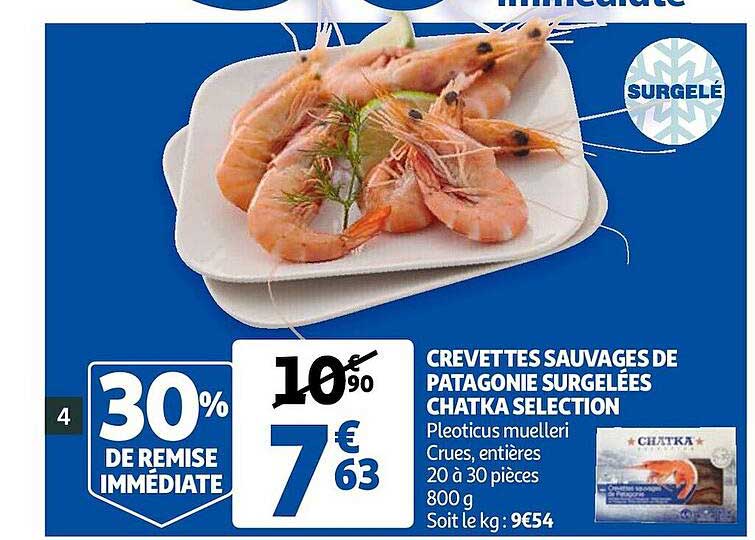 Crevettes Sauvages De Patagonie Surgelées Chatka Sélection