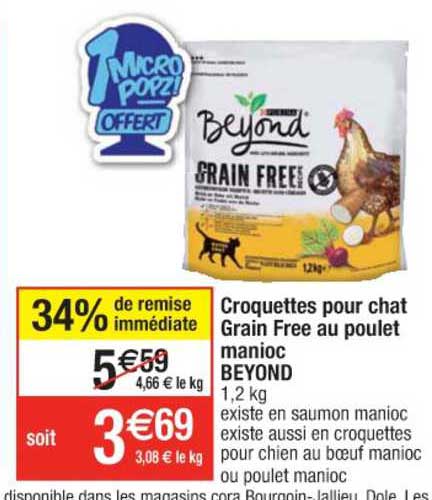croquettes pour chat grain free au poulet manioc beyond 34% de remise immédiate