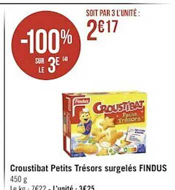 croustibat petits trésors surgelés findus -100% sur le 3e