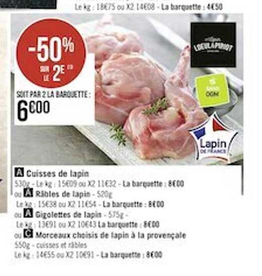 cuisses de lapin, râble de lapin, gigolettes de lapin, morceaux choisis de lapin à la provençale