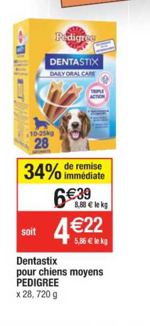 dentastix pour chiens moyens pedigree 34% de remise immédiate