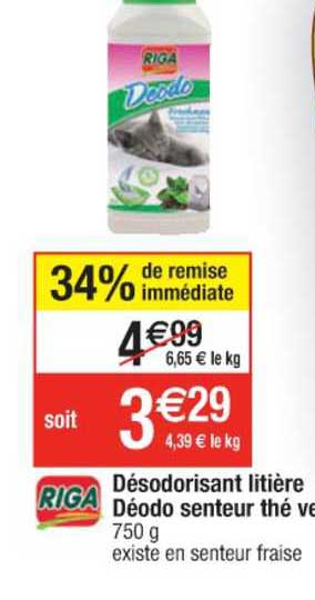 désodorisant litière déodo senteur thé vert riga 34% de remise immédiate