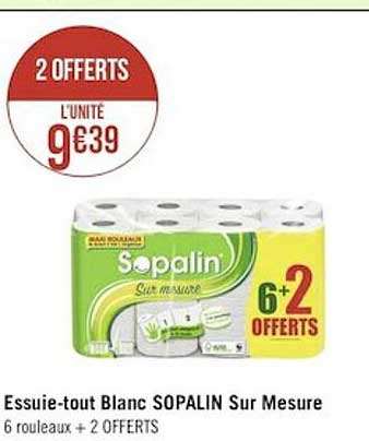 essuie-tout blanc sopalin sur mesure