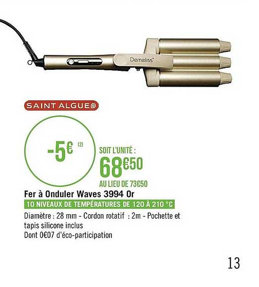 fer à onduler waves 3994 or saint algue