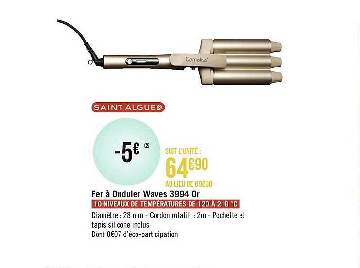 fer à onduler waves 3994 or saint algue