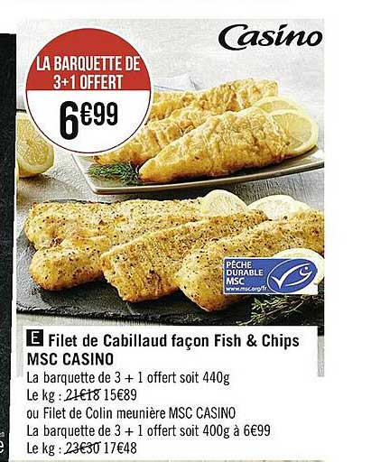 filet de cabillaud façon fish & chips msc casino