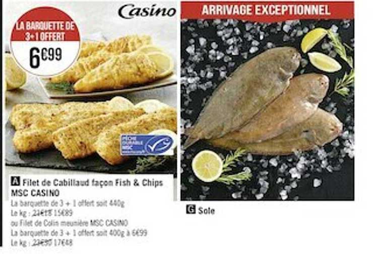 filet de cabillaud façon fish & chips msc casino