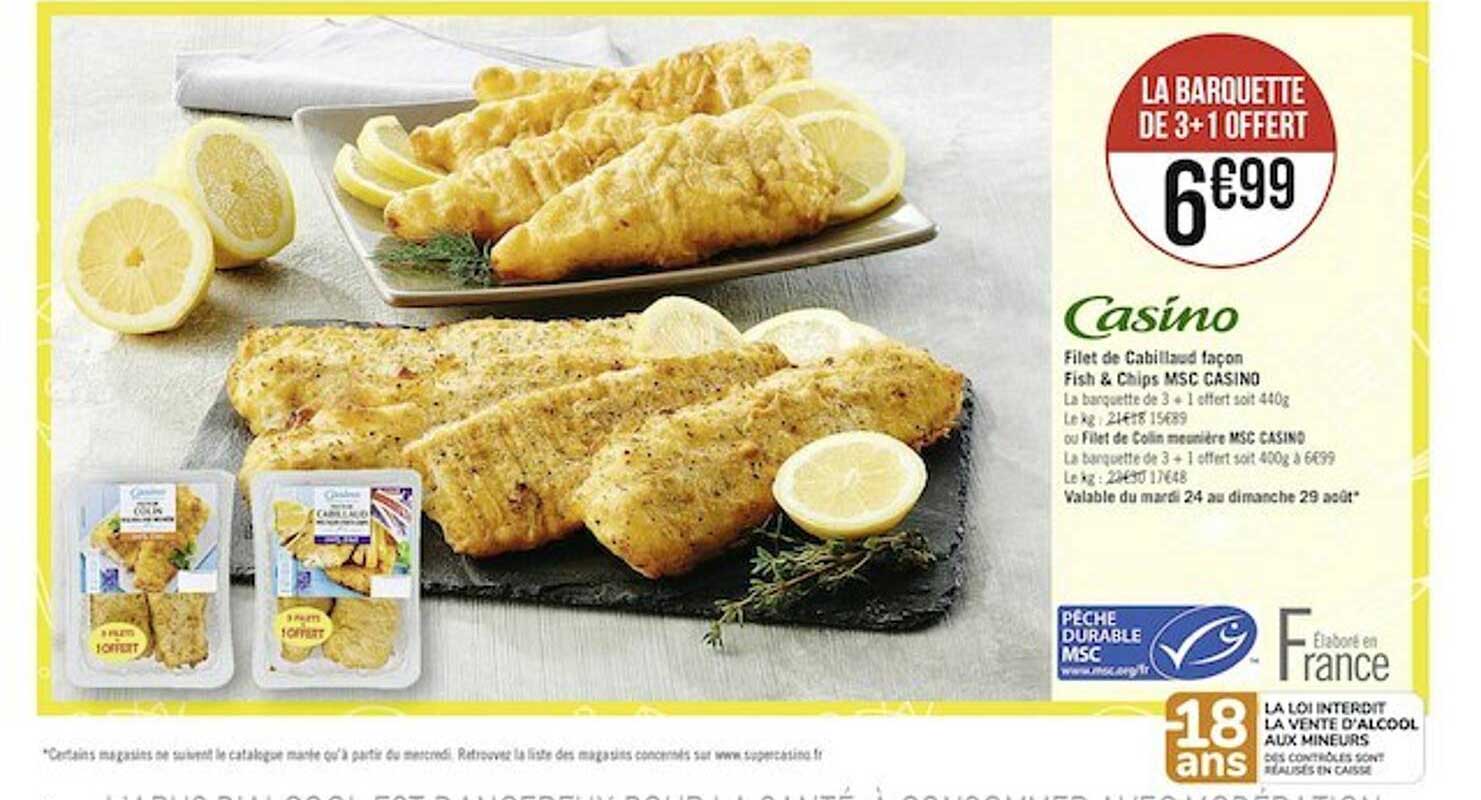 filet de cabillaud façon fish & chips msc casino
