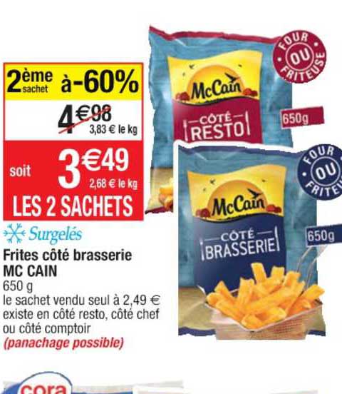frites côté brasserie mc cain 2ème sachet à -60%