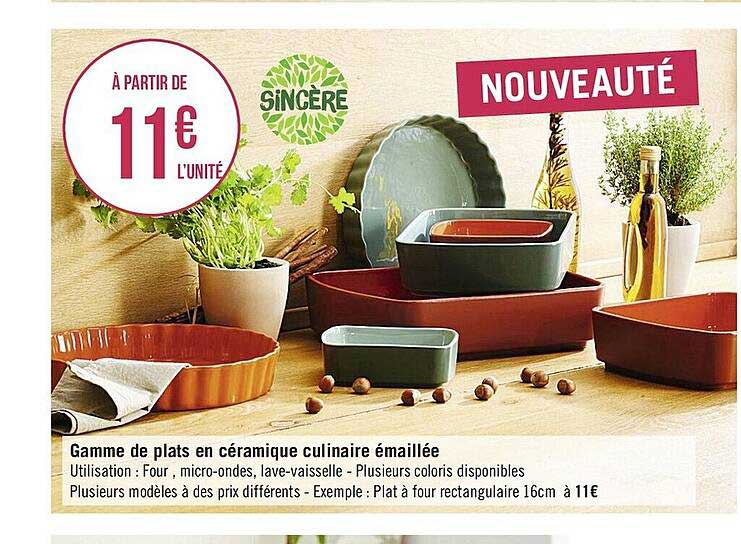 gamme de plats en céramique culinaire émaillée sincère