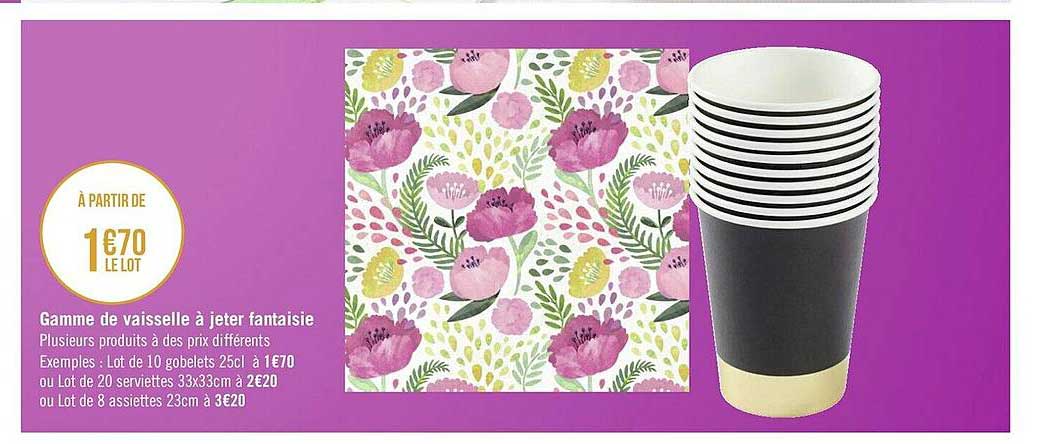 gamme de vaisselle à jeter fantaisie