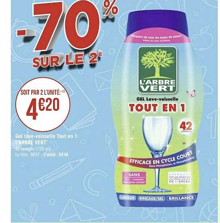 gel lave-vaisselle tout en 1 l'arbre vert