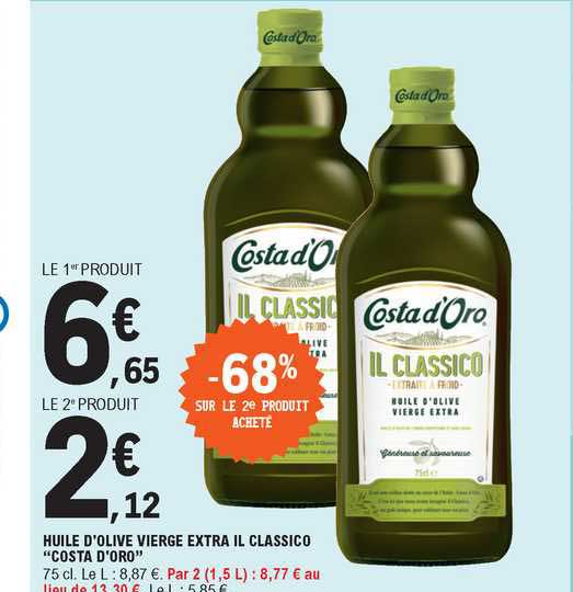 huile d'olive vierge extra il classico costa d'oro -68% sur le 2e produit acheté