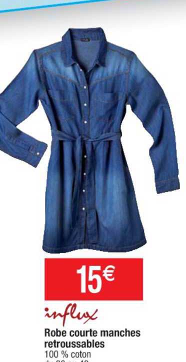 influx robe courte manches retroussables