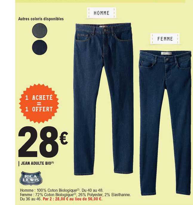 jean adulte bio rica lewis 1 acheté = 1 offert