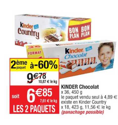 Kinder Chocolat 2ème Paquet à -60%