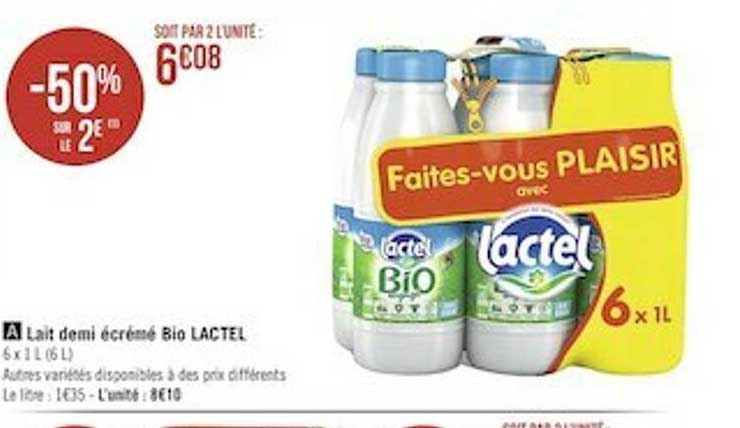 Lait Demi écrémé Bio Lactel
