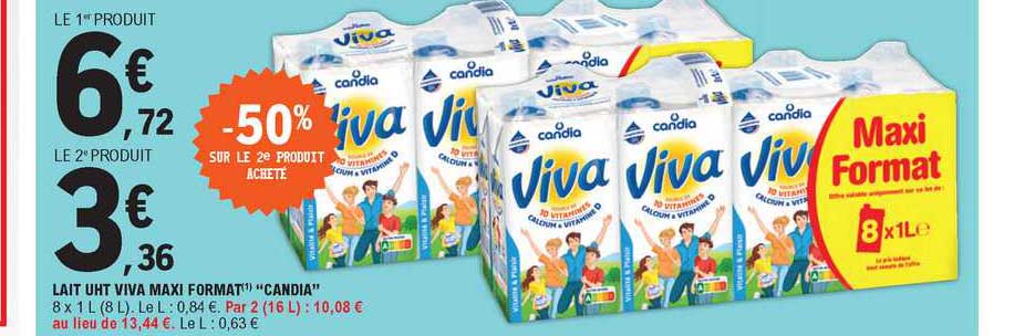 lait uht viva maxi format candia
