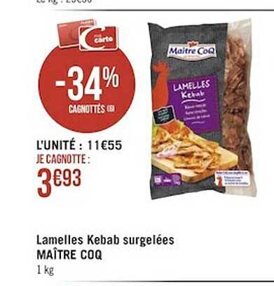 lamelles kebab surgelées maître coq