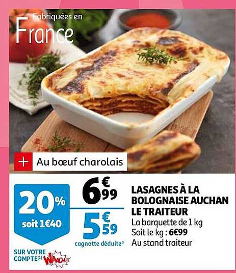 Lasagnes à La Bolognaise Auchan