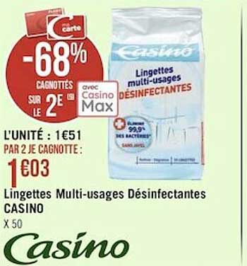 lingettes multi-usages désinfectantes casino