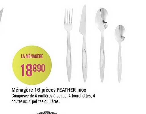 ménagère 16 pièces feather inox