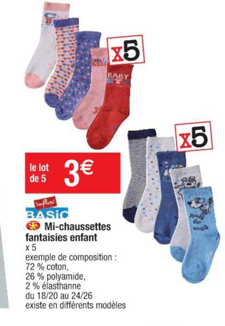 mi-chaussettes fantaisies enfant influx basic