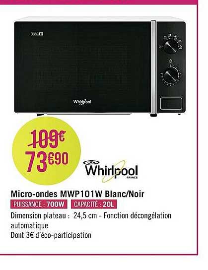 micro-ondes mwp101w blanc-noir whirlpool