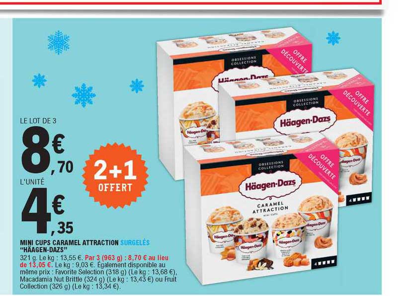 mini cups caramel attraction surgelés häagen-dazs 2+1 offert