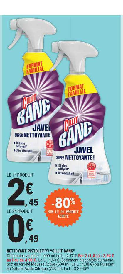 nettoyant pistolet cillit bang -80% sur le 2e produit acheté